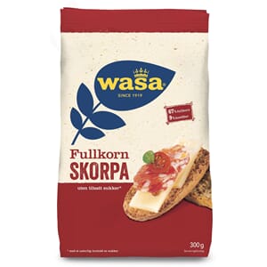 Wasa Fullkorn Skorpor Uten Sukker 300g
