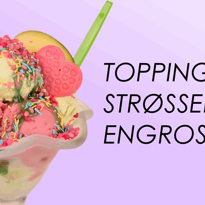 Tilbud på utvalgt topping og strøssel!