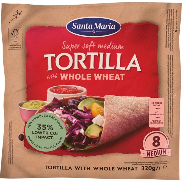 Tortilla whole wheat medium 320g