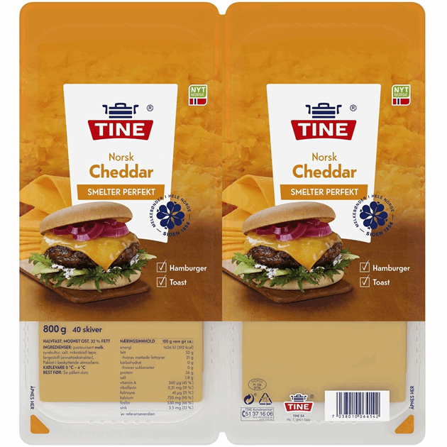 Norsk cheddar skivet 600g