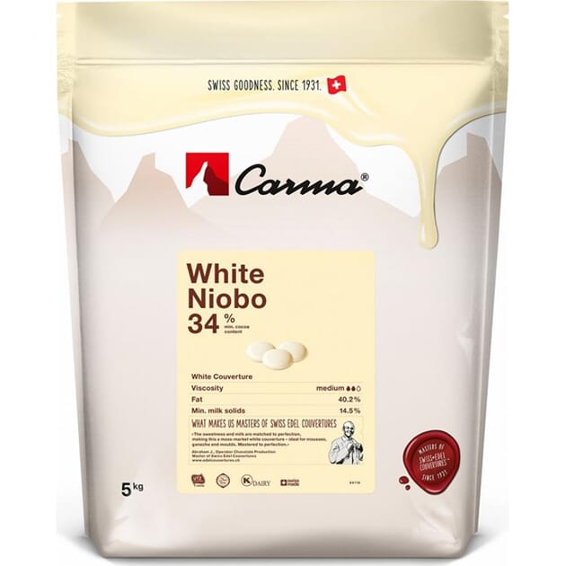 Hvit niobo couverture sjokolade 34% 5kg