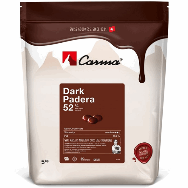 Mørk padera couverture sjokolade 52% 5kg