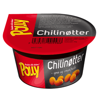 Polly Chilinøtter I Beger 70g