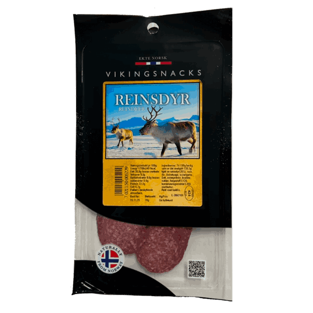 Vikingsnacks reinsdyrpølse bx 70g