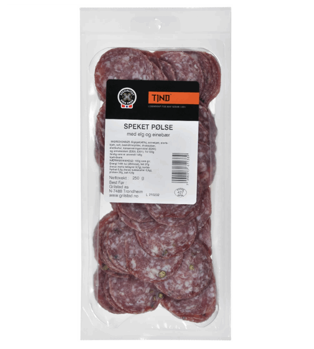 Tind speket pølse elg & einer 250g